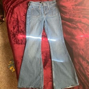 Light wash high rise flare jeans, hollister